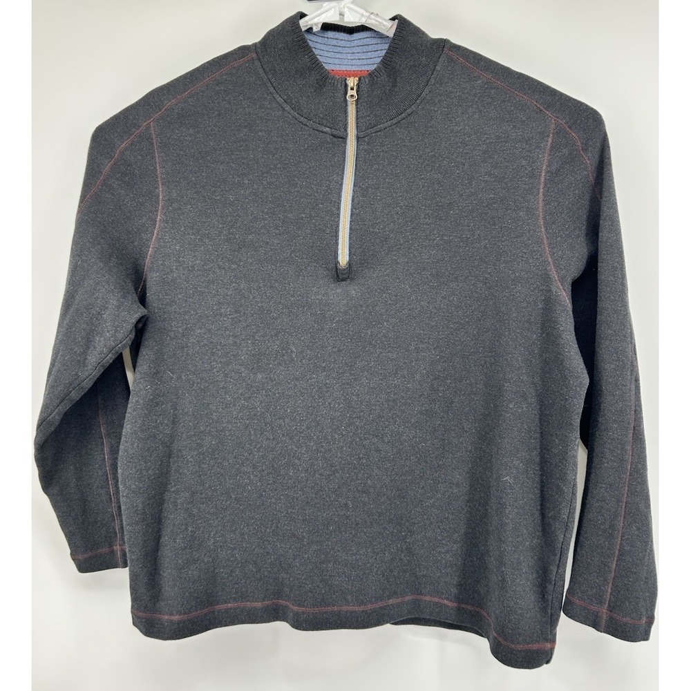 Robert Graham Long Sleeve Quarter Zip Pullover Sweater Black Men's Size 2XL